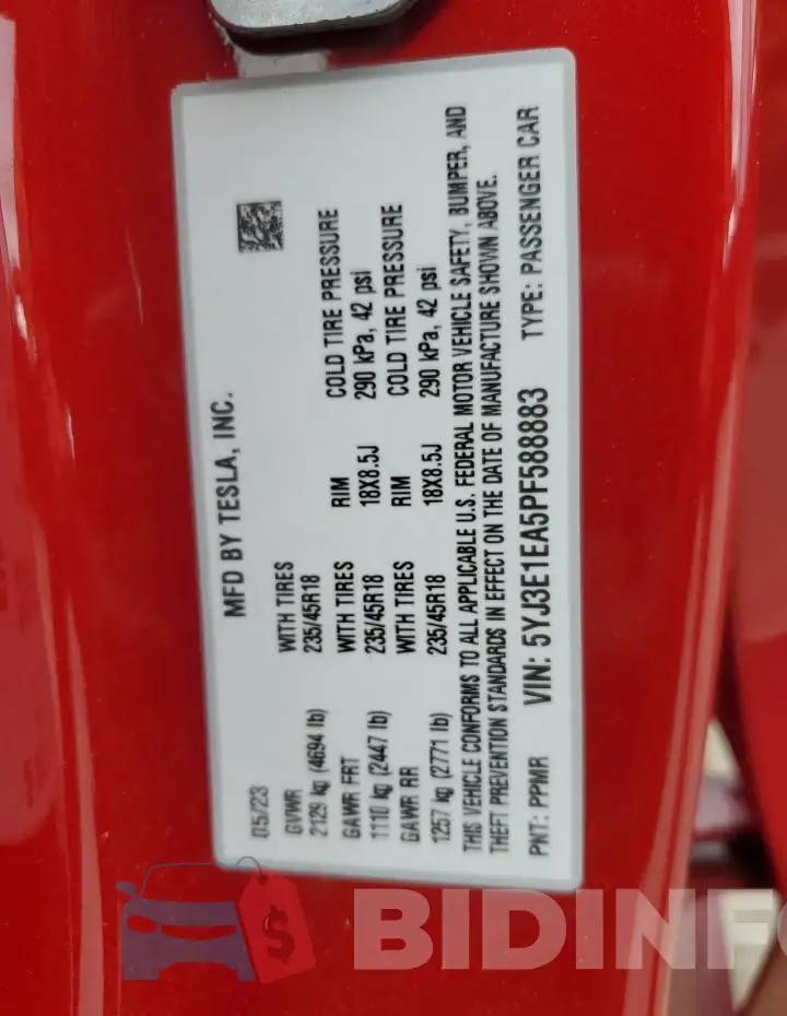 5YJ3E1EA5PF588883 Photo# 12