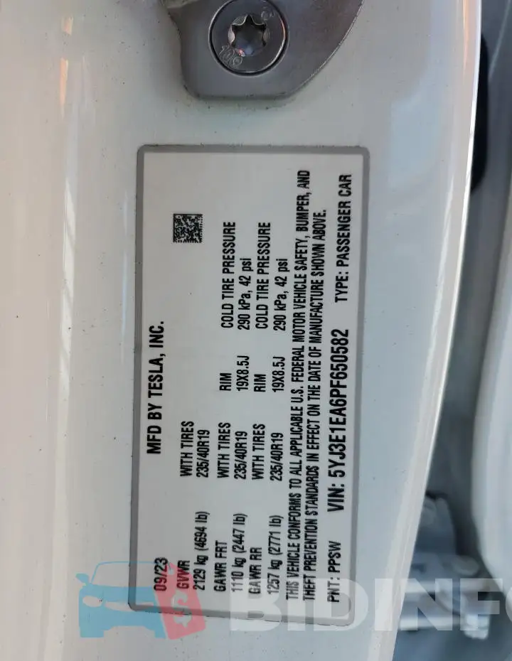 5YJ3E1EA6PF650582 Photo# 12