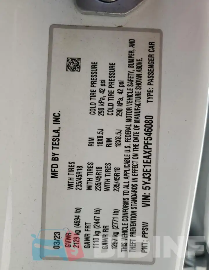 5YJ3E1EAXPF546080 Photo# 12