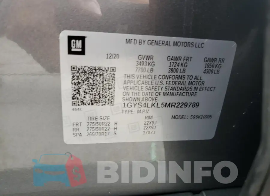 1GYS4LKL5MR229789 Photo# 13