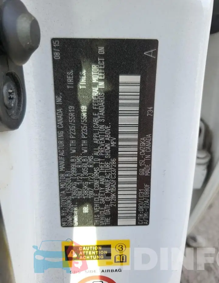 2T2BK1BA5FC337286 Photo# 13