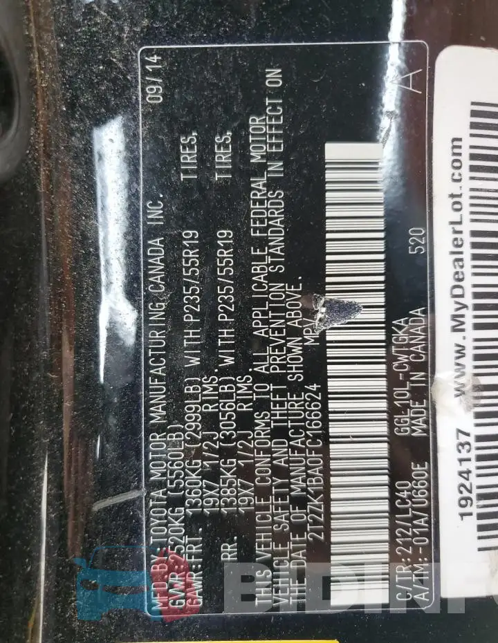 2T2ZK1BA0FC166624 Photo# 13