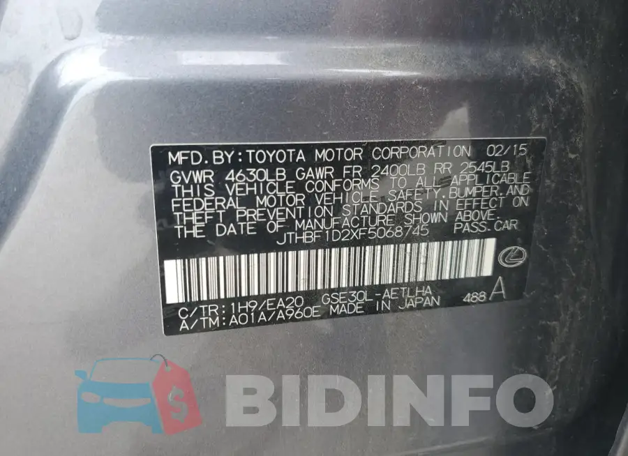 JTHBF1D2XF5068745 Photo# 12
