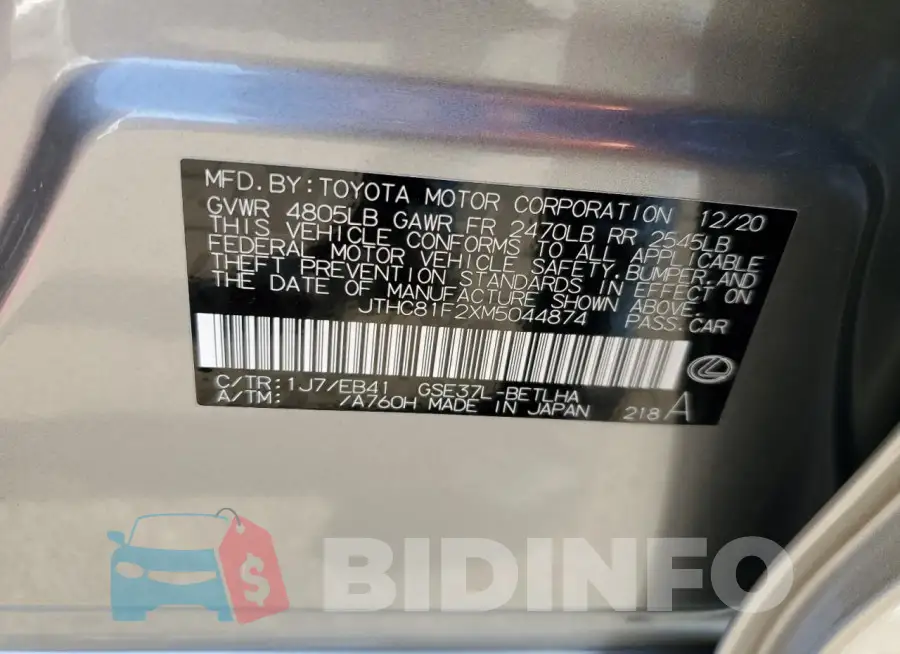 JTHC81F2XM5044874 Photo# 12