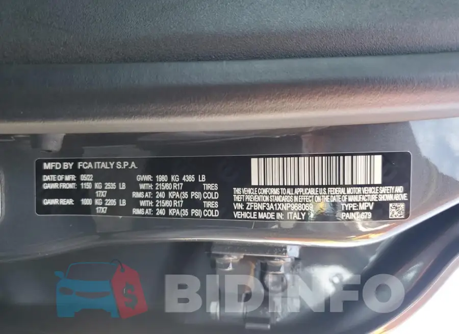 ZFBNF3A1XNP968069 Photo# 12