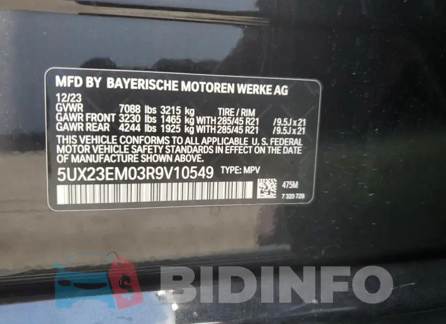 5UX23EM03R9V10549 Photo# 13