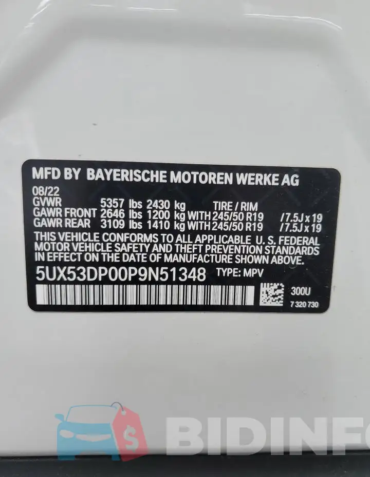 5UX53DP00P9N51348 Photo# 13