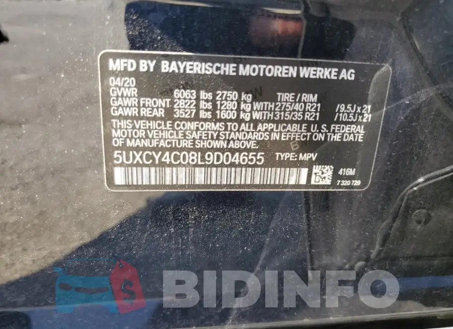 5UXCY4C08L9D04655 Photo# 12