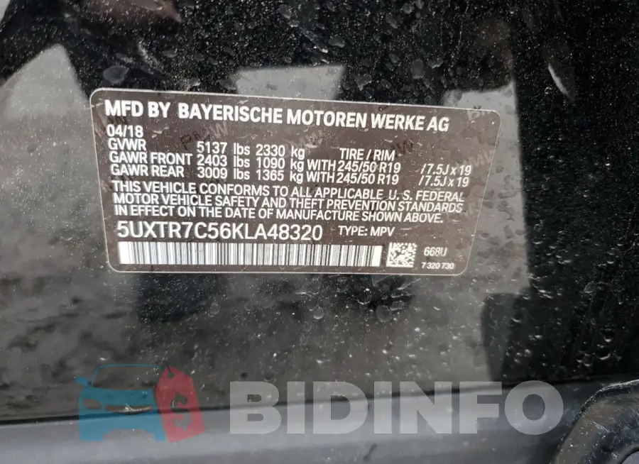 5UXTR7C56KLA48320 Photo# 13