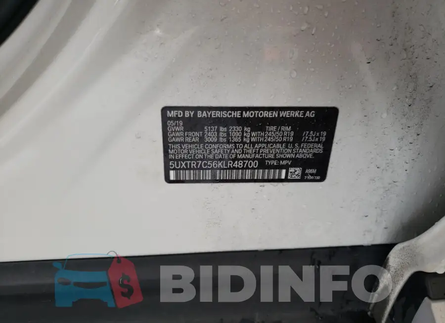 5UXTR7C56KLR48700 Photo# 12