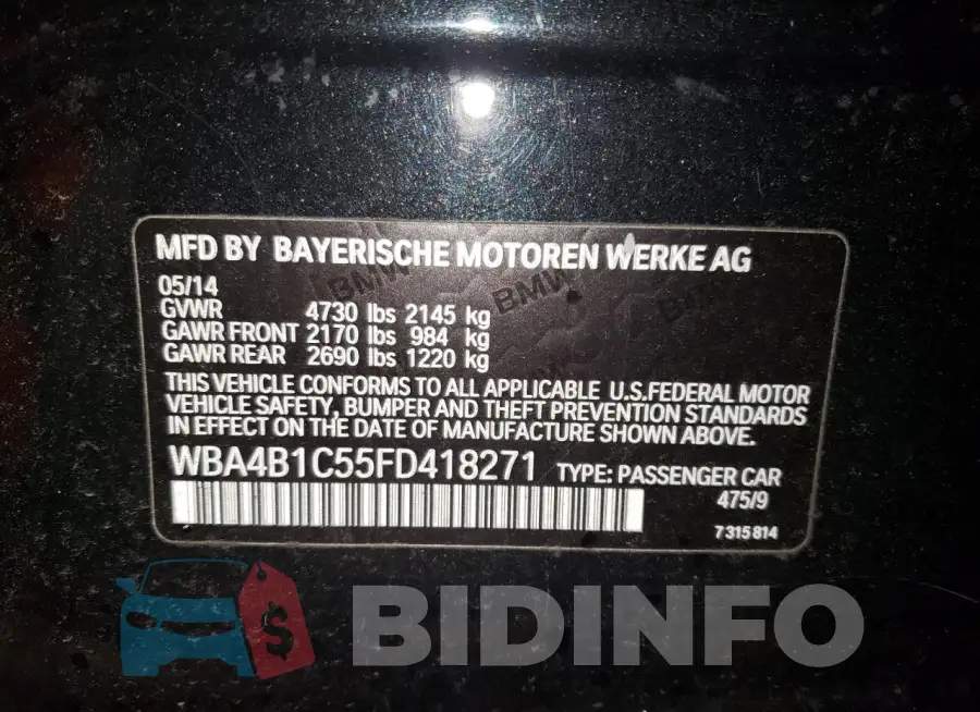 WBA4B1C55FD418271 Photo# 12