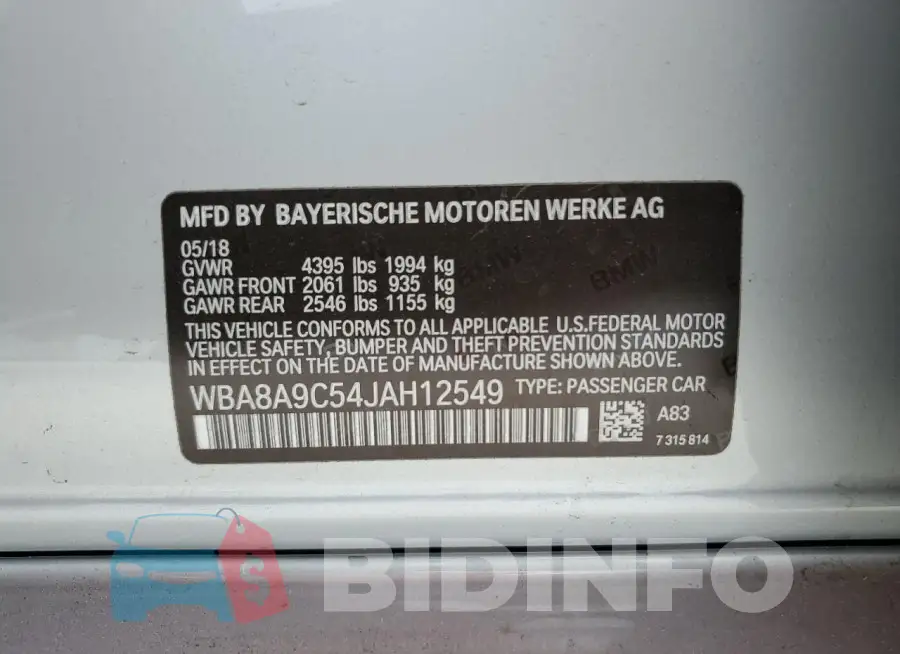WBA8A9C54JAH12549 Photo# 12