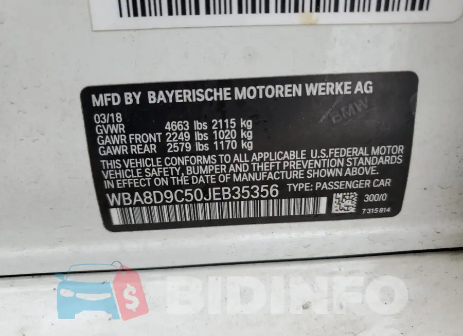 WBA8D9C50JEB35356 Photo# 12