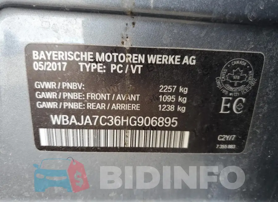 WBAJA7C36HG906895 Photo# 12