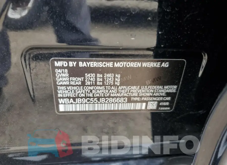 WBAJB9C55JB286683 Photo# 12