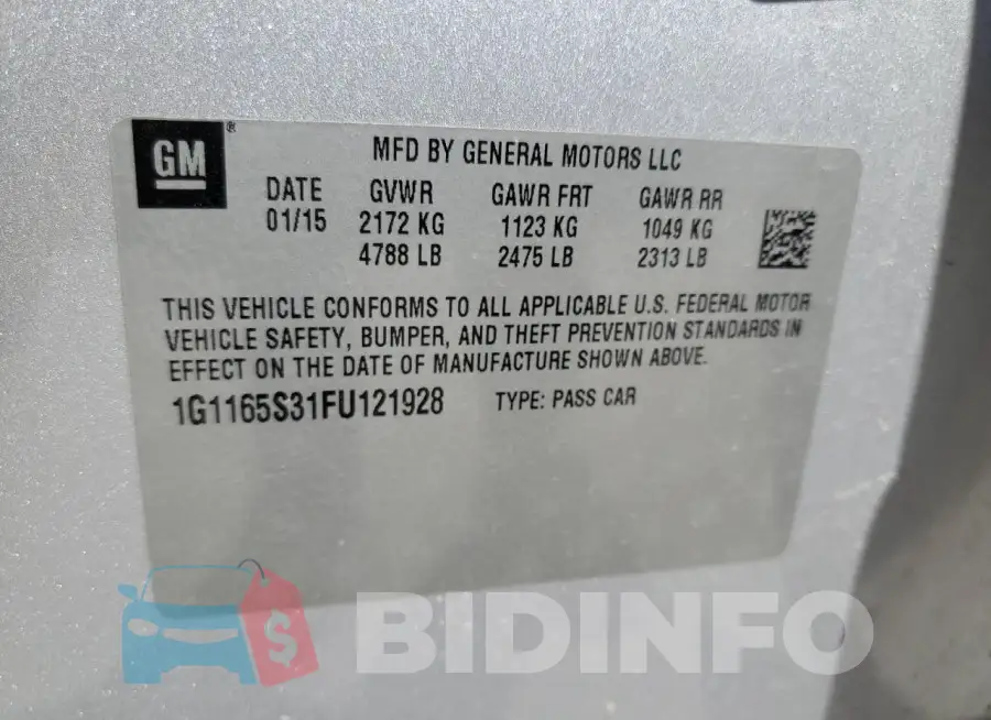 1G1165S31FU121928 Photo# 12