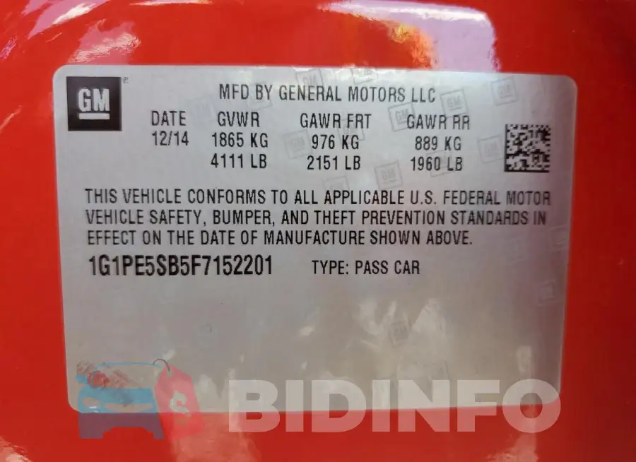 1G1PE5SB5F7152201 Photo# 13