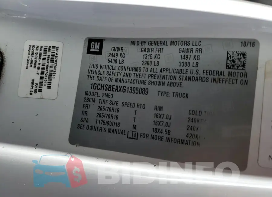 1GCHSBEAXG1395089 Photo# 12