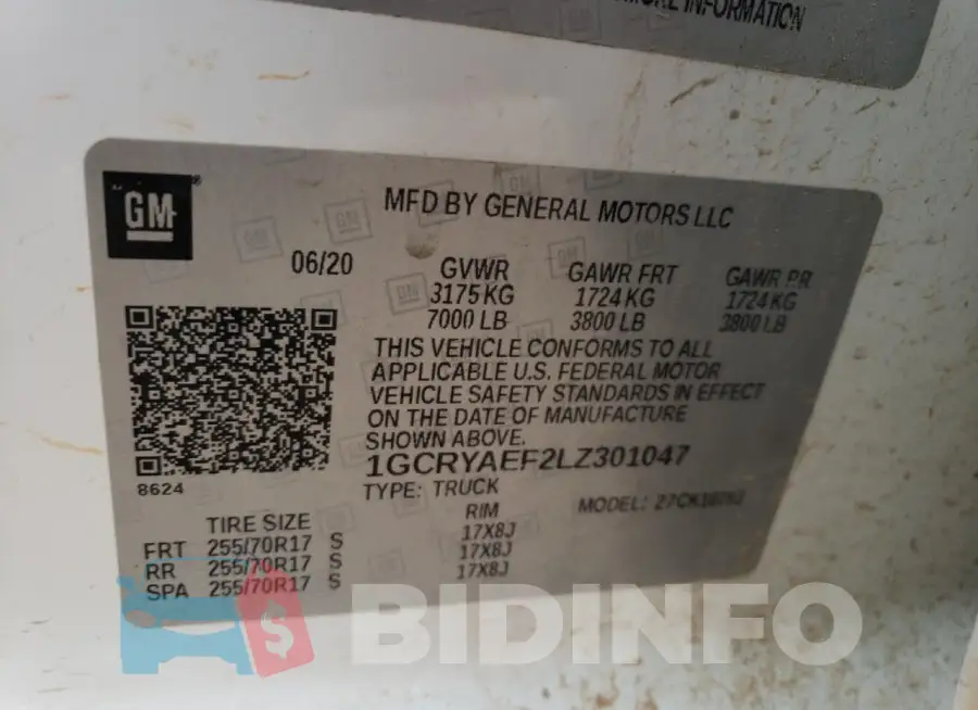 1GCRYAEF2LZ301047 Photo# 13