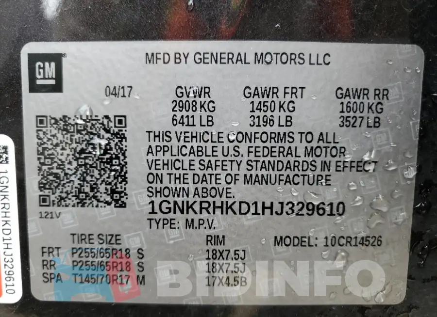 1GNKRHKD1HJ329610 Photo# 13