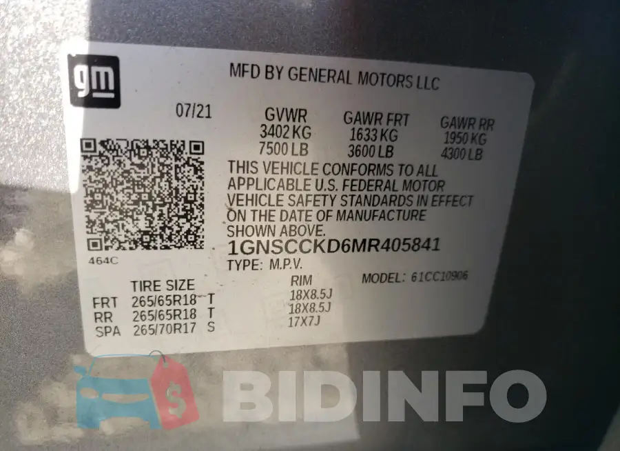 1GNSCCKD6MR405841 Photo# 13