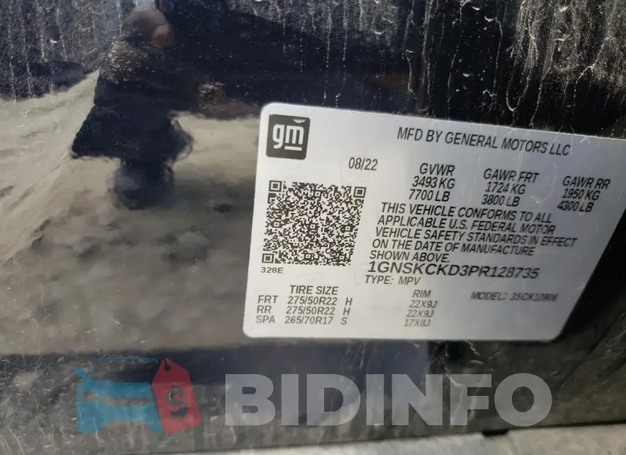 1GNSKCKD3PR128735 Photo# 13