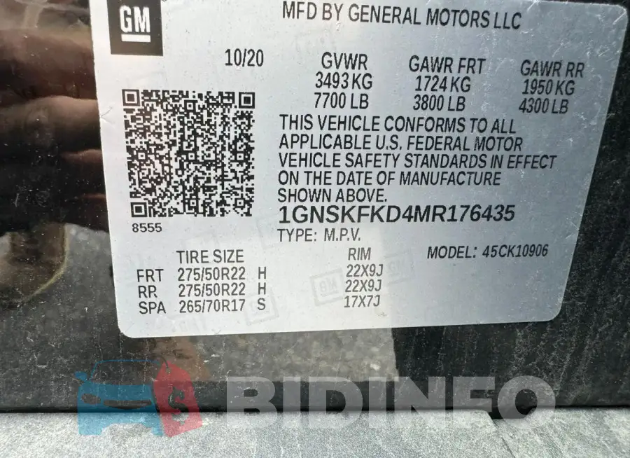 1GNSKFKD4MR176435 Photo# 13