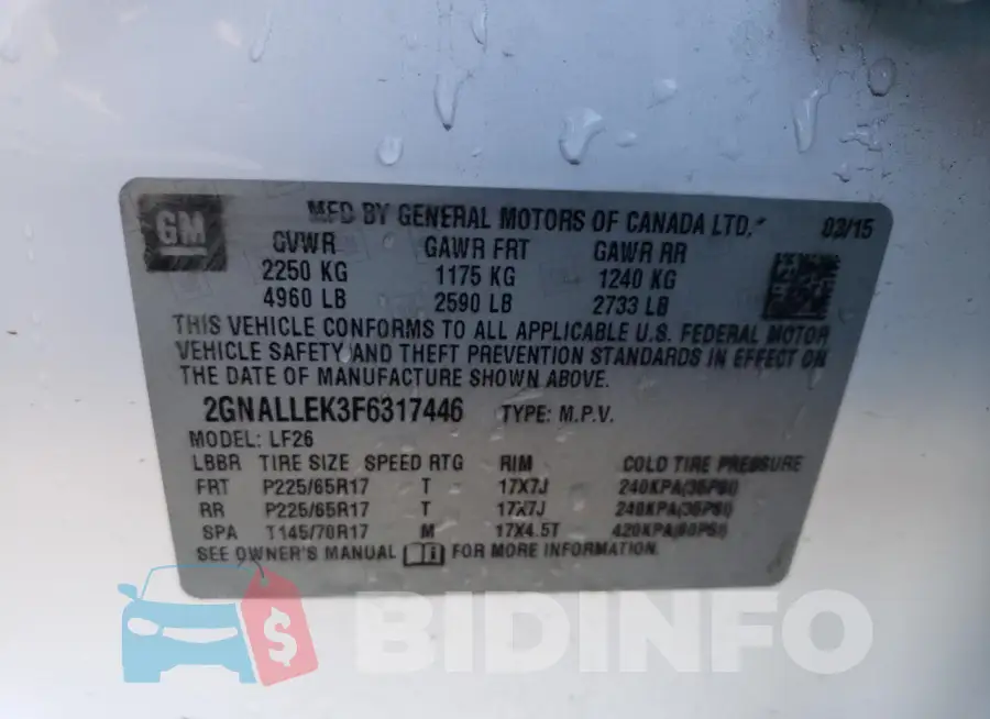 2GNALLEK3F6317446 Photo# 13