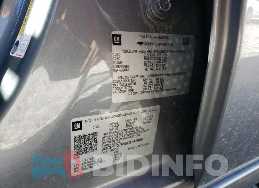 3GCPYCEF9MG147005 Photo# 12