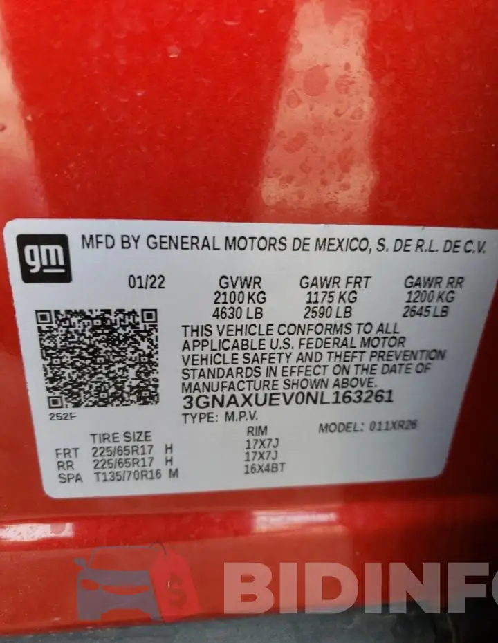 3GNAXUEV0NL163261 Photo# 13