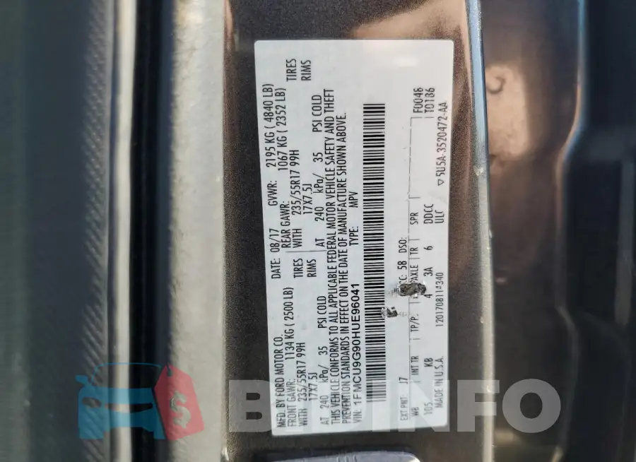 1FMCU9G90HUE96041 Photo# 13