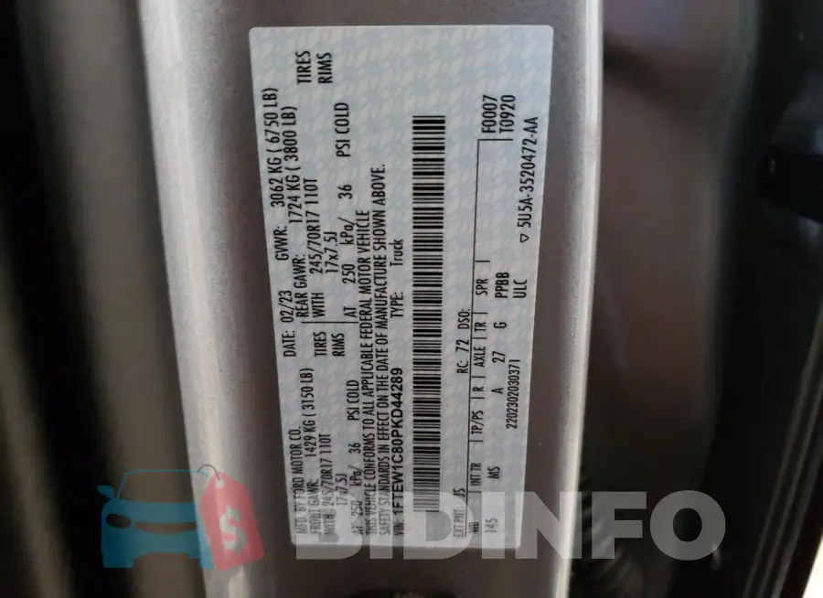 1FTEW1C80PKD44289 Photo# 12