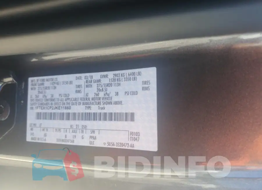 1FTEX1CP2JKE11860 Photo# 12