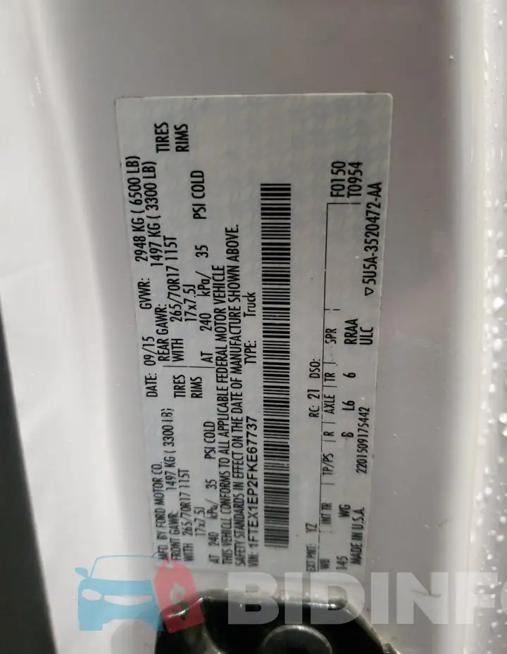 1FTEX1EP2FKE67737 Photo# 12