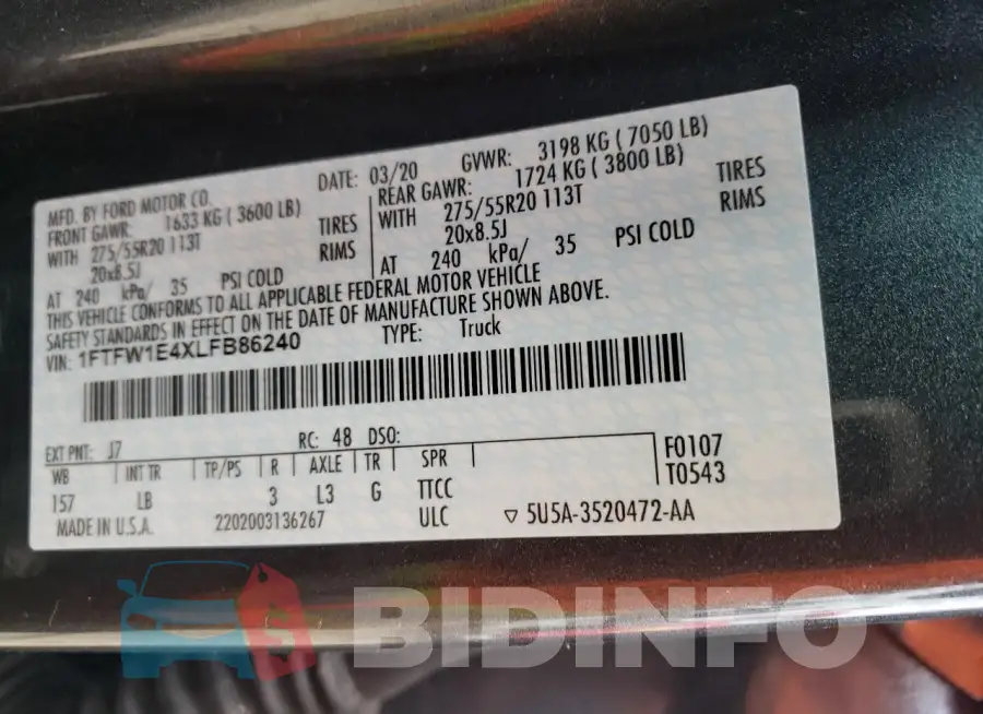 1FTFW1E4XLFB86240 Photo# 12