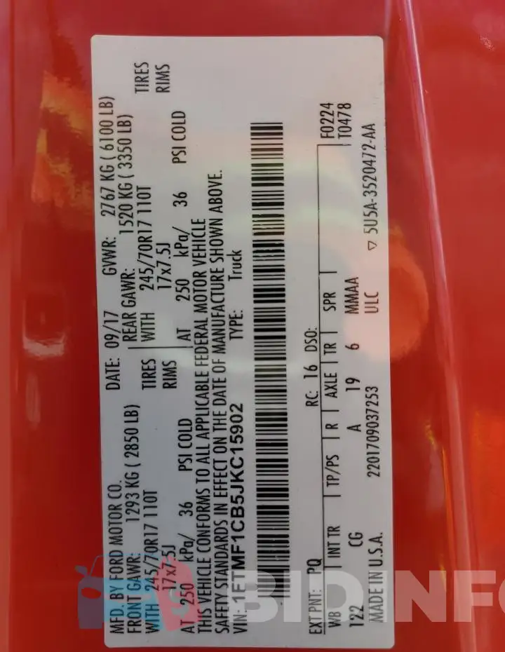 1FTMF1CB5JKC15902 Photo# 12