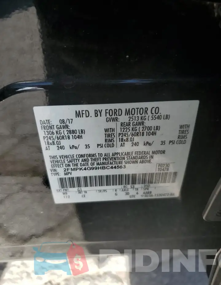 2FMPK4G99HBC44563 Photo# 12