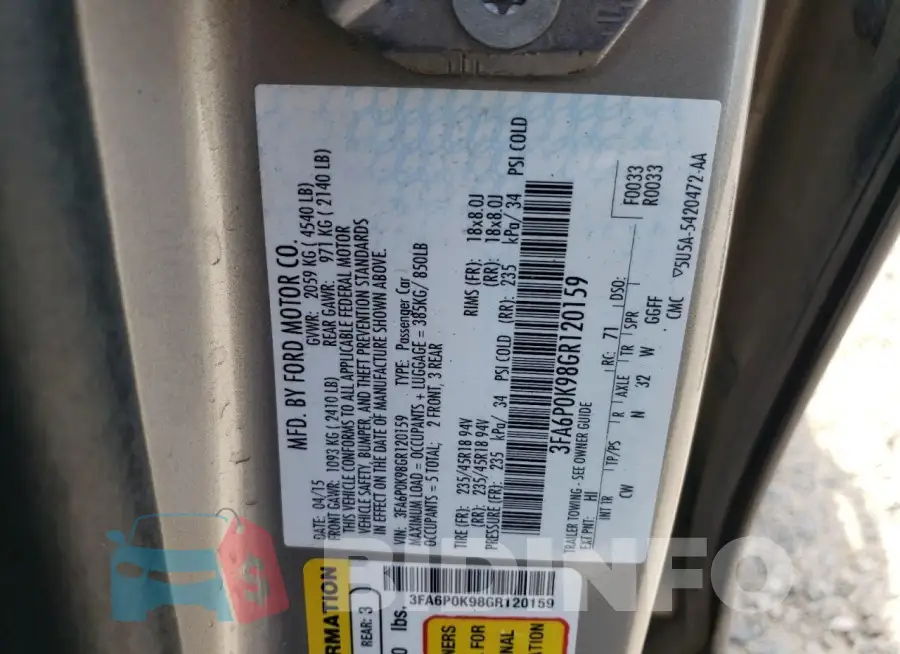 3FA6P0K98GR120159 Photo# 13