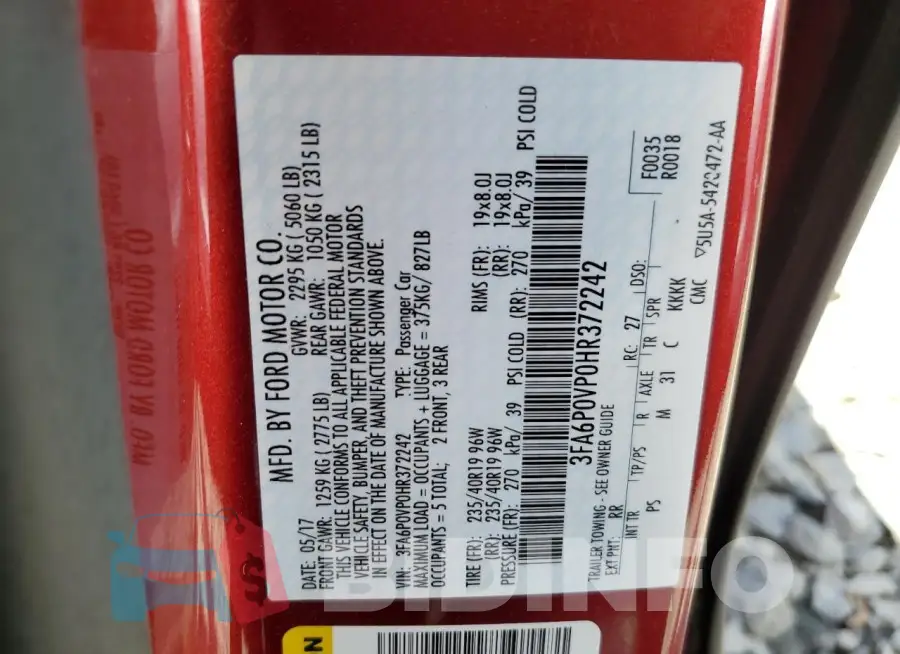 3FA6P0VP0HR372242 Photo# 12
