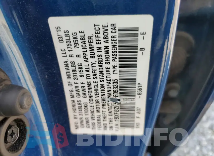19XFB2F54FE053335 Photo# 12