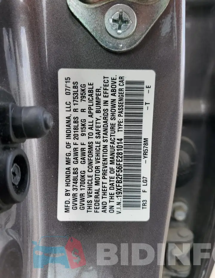 19XFB2F56FE281014 Photo# 12