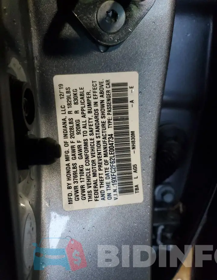 19XFC2F62LE004734 Photo# 13