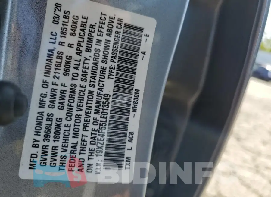 19XZE4F55LE013549 Photo# 12