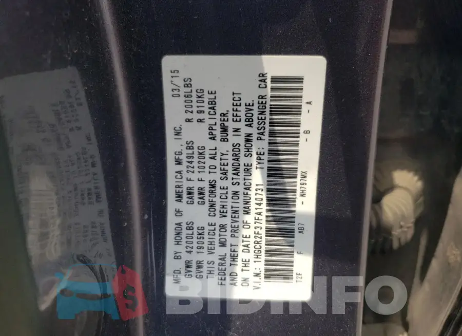 1HGCR2F37FA140731 Photo# 12