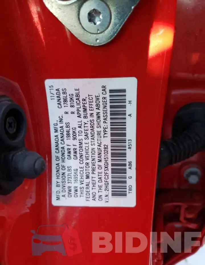 2HGFC2F5XGH510282 Photo# 12