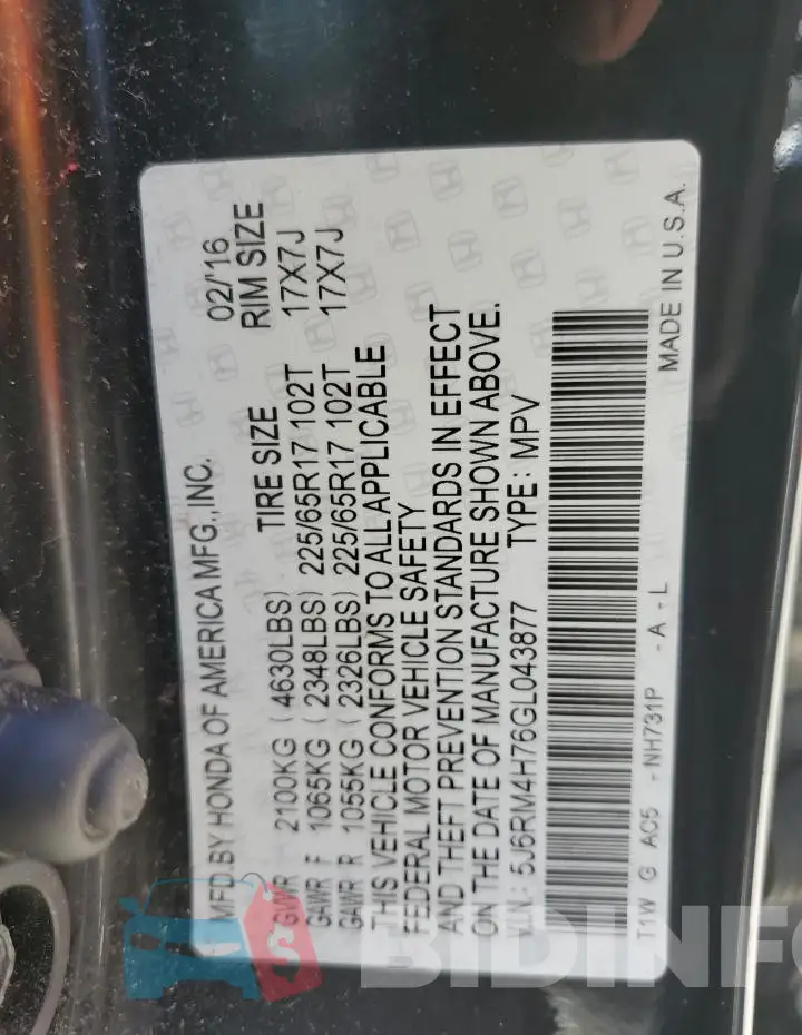 5J6RM4H76GL043877 Photo# 13