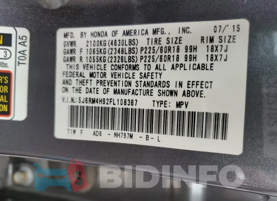 5J6RM4H92FL108367 Photo# 13