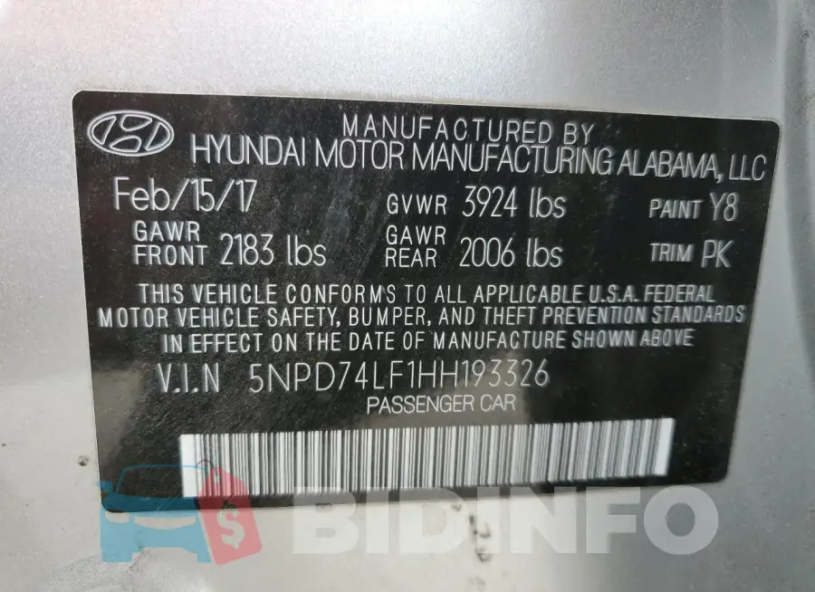 5NPD74LF1HH193326 Photo# 13