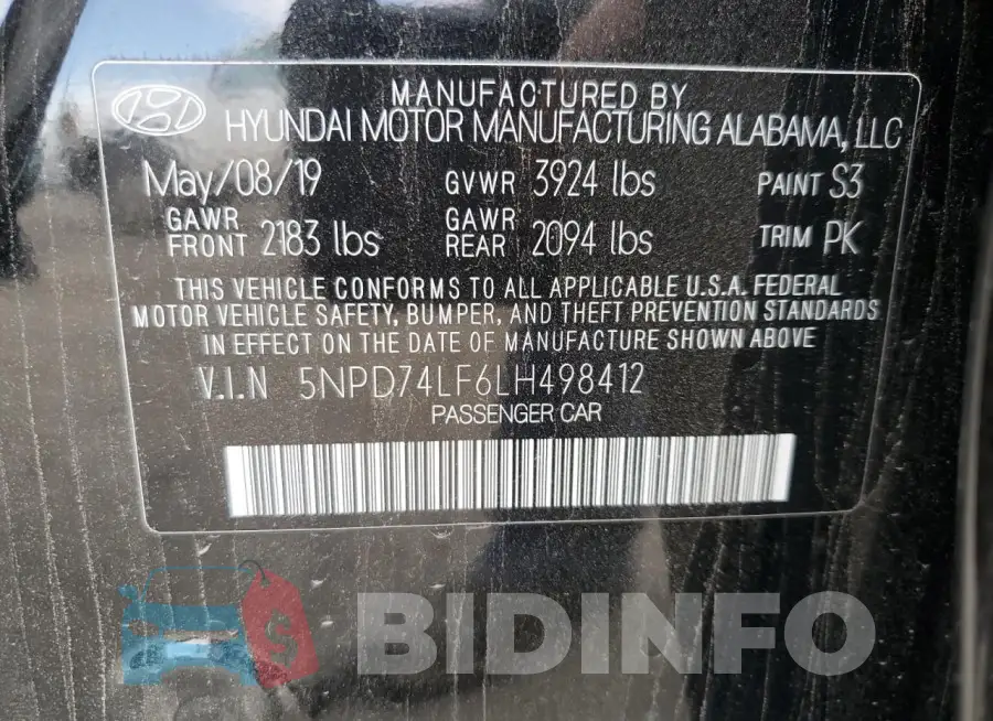 5NPD74LF6LH498412 Photo# 12