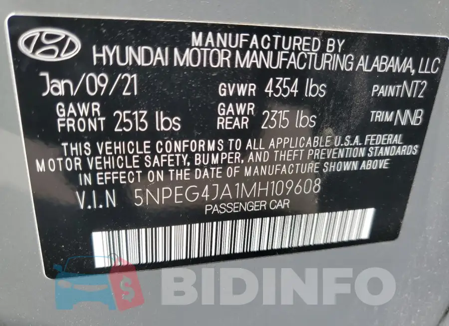 5NPEG4JA1MH109608 Photo# 13